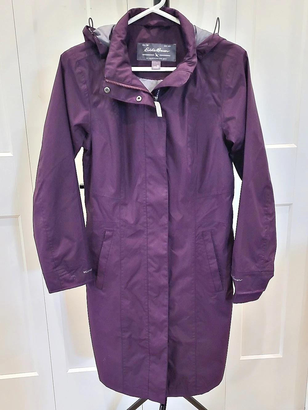 Eddie Bauer Girl On The Go WeatherEdge Waterproof Trench Coat Purple XS